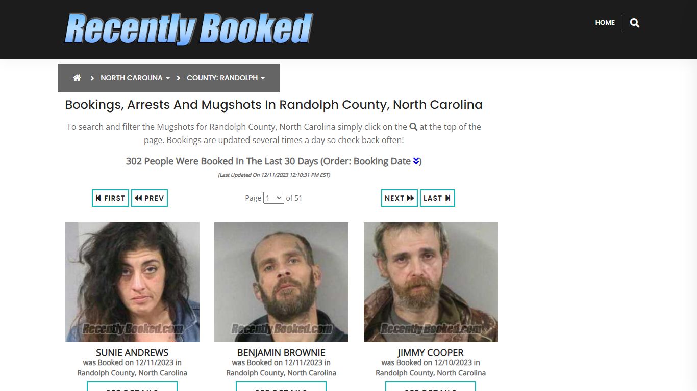 Bookings, Arrests and Mugshots in Randolph County, North Carolina